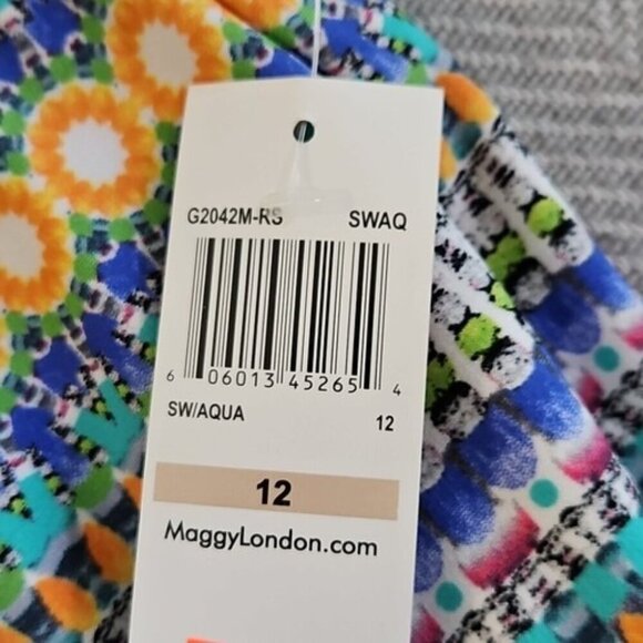 Maggy London Sleeveless Dress Size 12 Multicolor Floral Mandala Knee Length - Picture 4 of 10